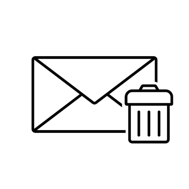 Mail envelope with trash bin icon delete message email symbol