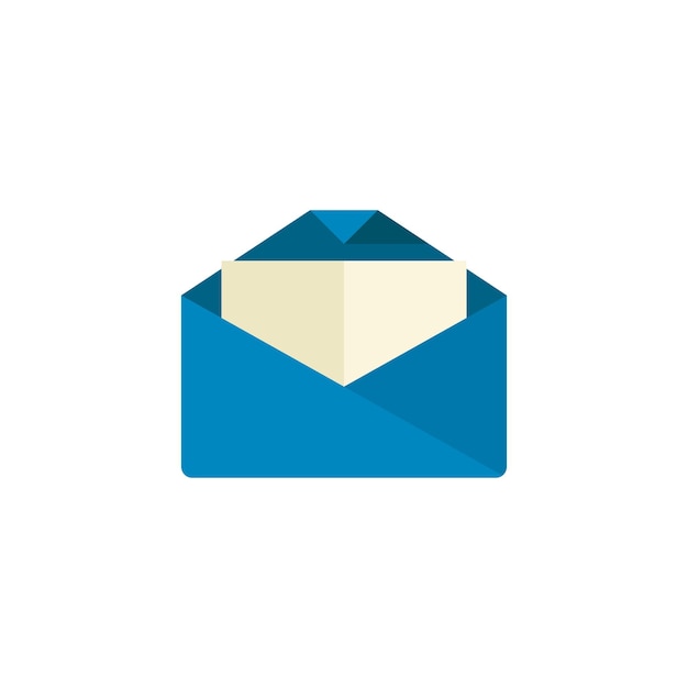 Значок вектора почтового плоского стиля. Открытый конверт сообщения.