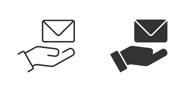 Mail on a hand icon Mail envelope icon Vector illustration