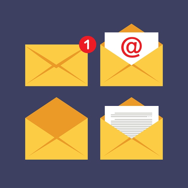 Mail icon. Concept of incoming email message. Symbol or SMS notification on electronic devices. Vector illustration. Flat