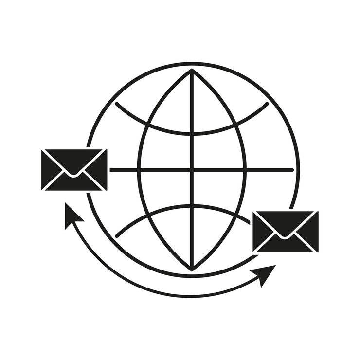 Vector mail icon earth icon envelopes arrows vector illustration eps 10 stock image