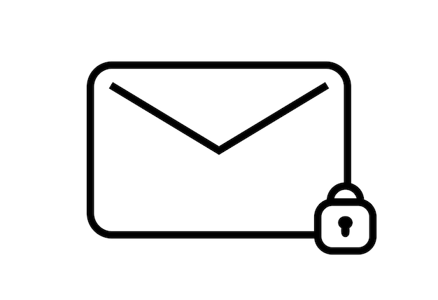 Mail icon letter with lock protected vector illustration on white background contacts