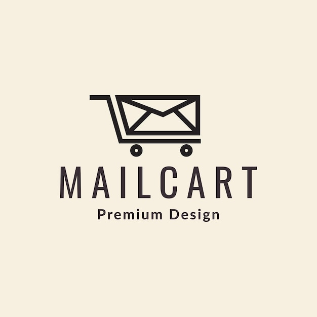 Mail met grafiek trolley logo symbool pictogram vector grafisch ontwerp illustratie idee creatief