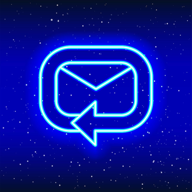 Vector mail sign neon design with endless rotating arrow rotating round mail modern design refreshreturn
