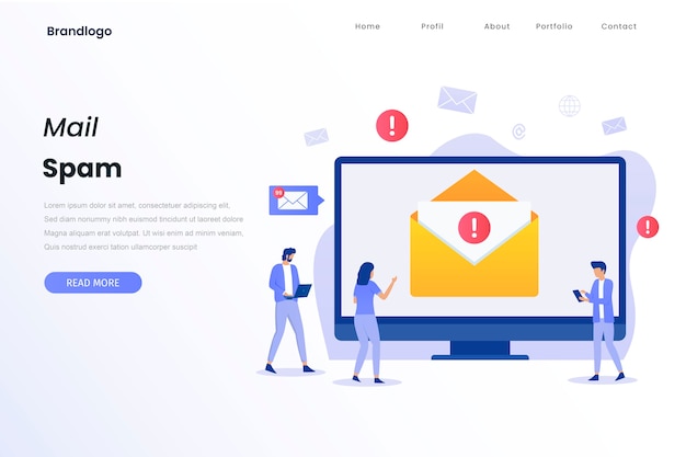 Vector mail spam illustration concept landing page
