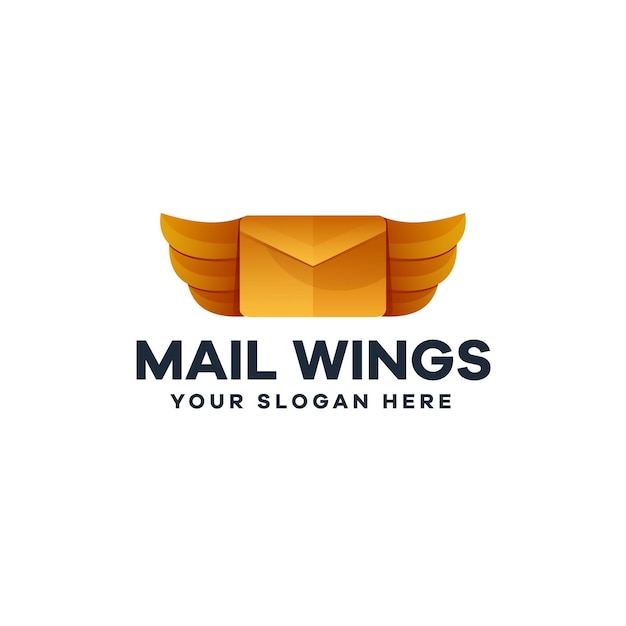 Mail wings gradiënt logo ontwerp