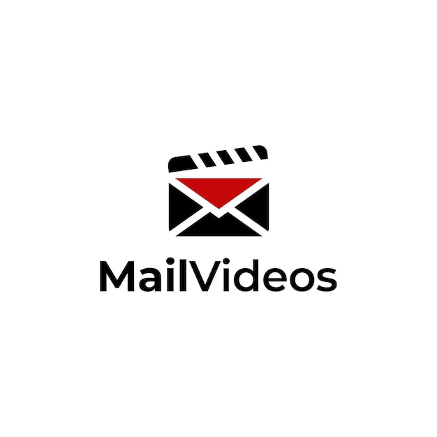 Mail with film clapperboard symbol logo design