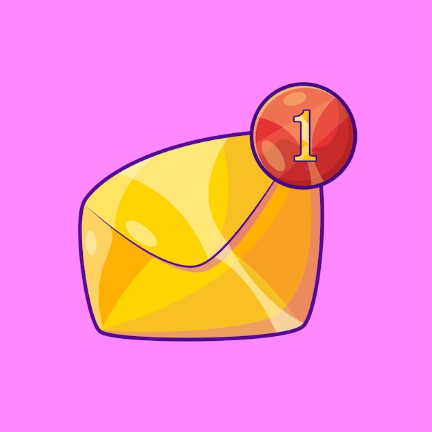 Mail with Notification Illustration in Cartoon Style