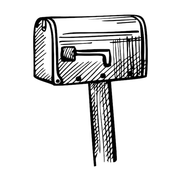 Mailbox sketched isolated vintage letterbox in hand drawn style