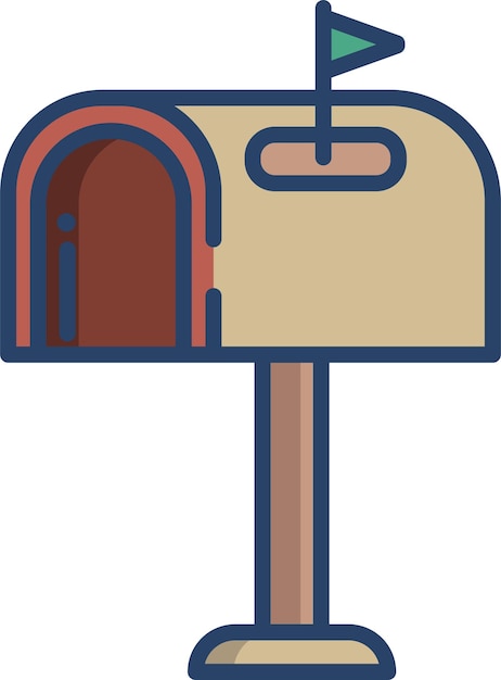Vector mailboxsolid linear color vector illustration