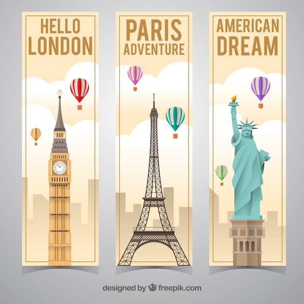 Vector main cities travel banner