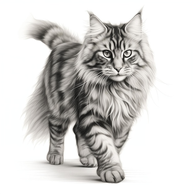 Vector maine coon kitten cat