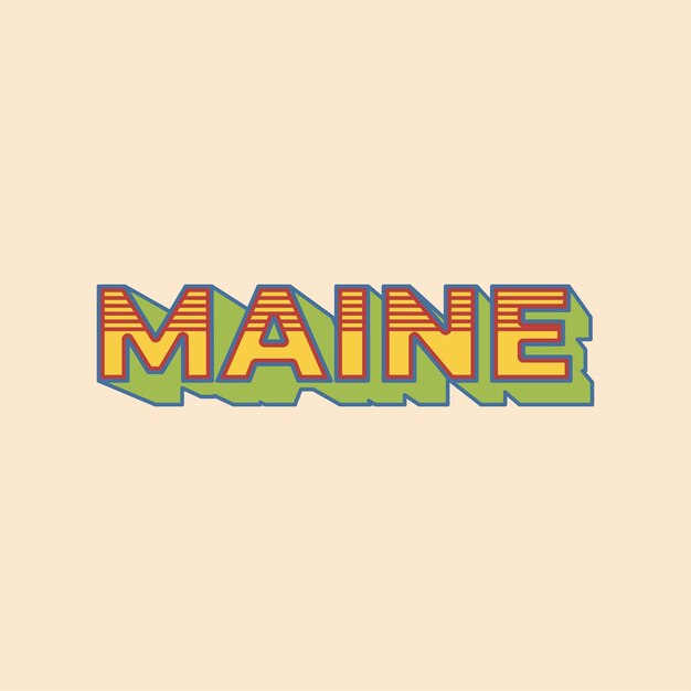 Maine State Country Vector Retro Vintage Lettering Design