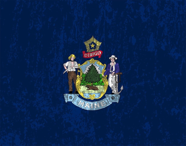 maine state grunge flag vector illustration