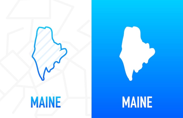 메인 - 미국 주. 두 얼굴 배경에 흰색과 파란색의 등고선. 아메리카 합중국의 지도입니다. 벡터 일러스트 레이 션.