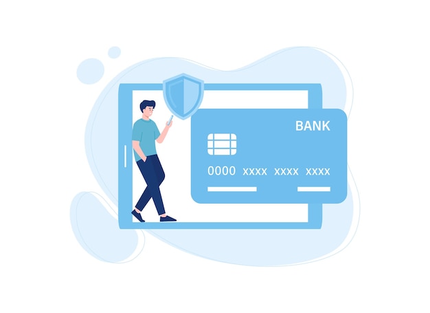 maintain the security of the mobile bank trending concept flat illustration