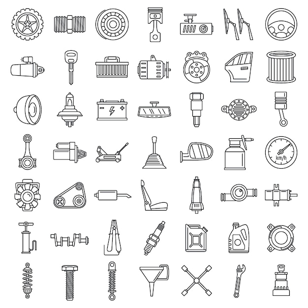 Maintenance car part icon set