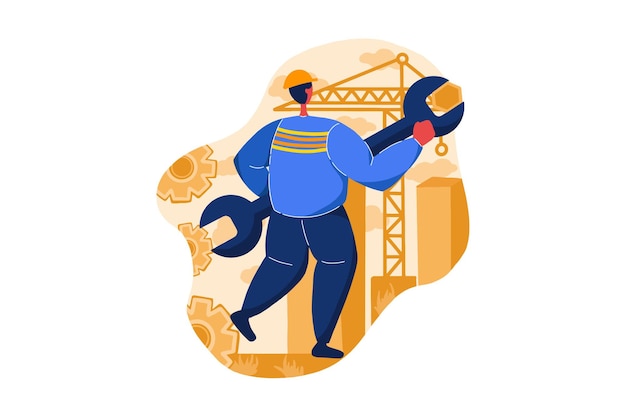 Vector maintenance service under construction web illustration