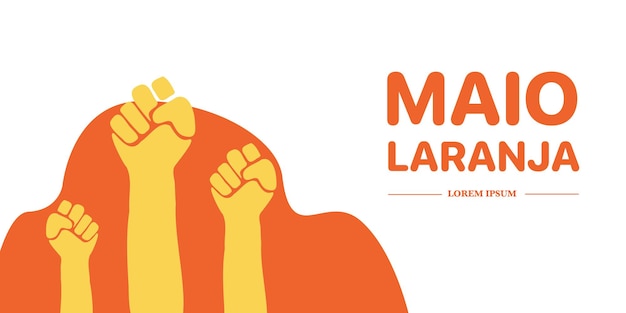 Maio laranja Campagne tegen geweld onderzoek van kinderen 18 May Day geschreven in het Portugees