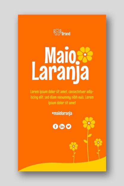 Maio laranja campagna contro la ricerca sulla violenza dei bambini 18 maggio modello di storia di instagram