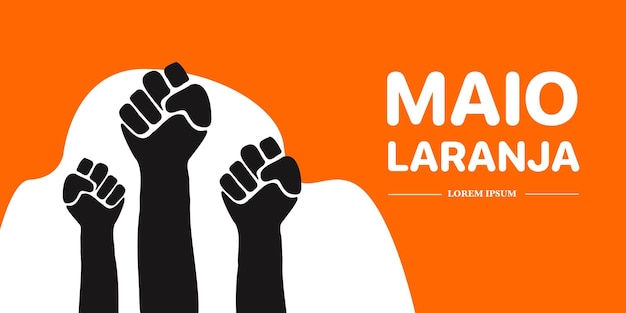 Vector maio laranja campaign against violence research of children 18 may day written in portuguese