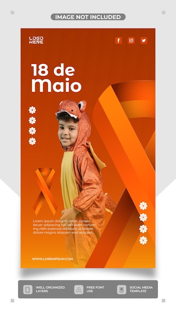 Vector maio laranja campaign social media story template