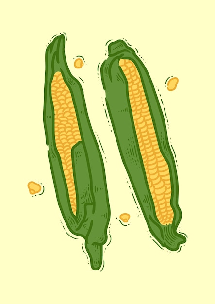 Maïs groente cartoon vector illustratie voedsel natuur pictogram concept geïsoleerd premium vector