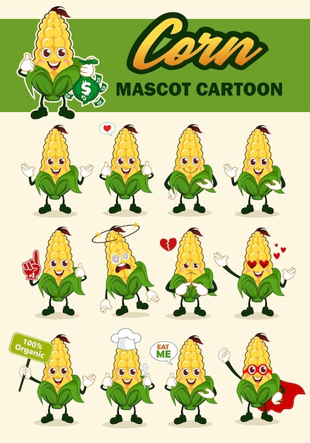 Maïs mascotte cartoon in vector