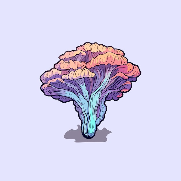 maitake mushroom kawaii cartoon illustration