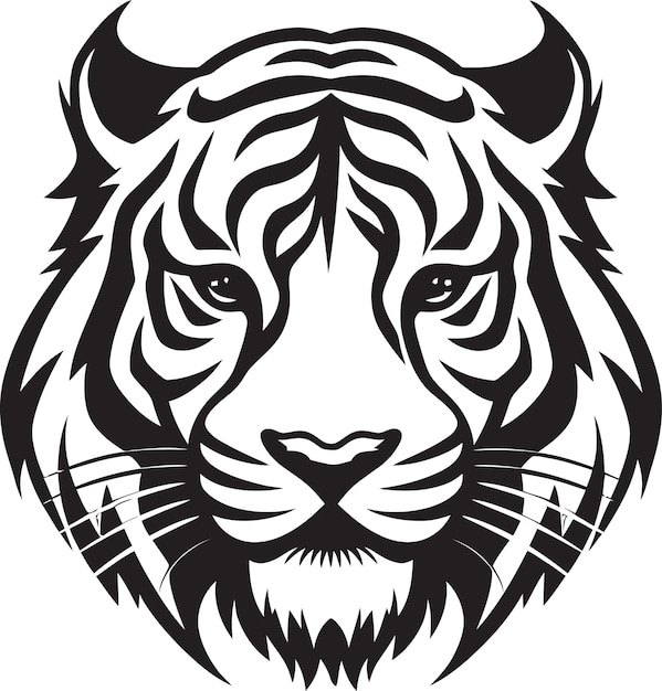 Vector majestic black ink tiger raw monochrome majestydetailed monochrome tiger intricate feline rendering