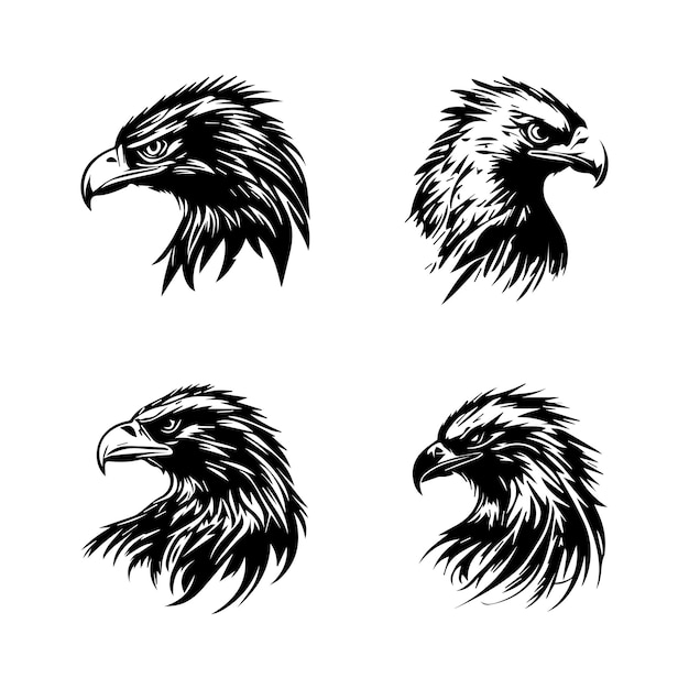 A majestic collection of eagle logo silhouettes Hand drawn in intricate detail