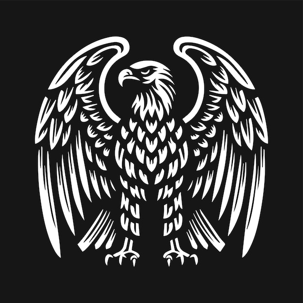 Majestic Eagle Woodblock Art Vector