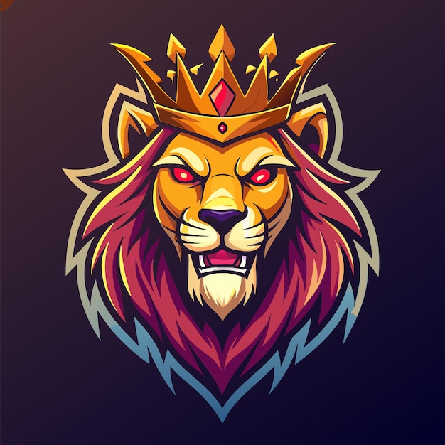 Majestic Golden Lion King met het logo van de kroonmascotte
