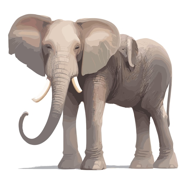 Вектор Величественная и изящная иллюстрация слона на белом фоне