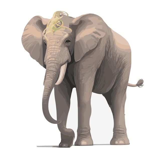 Vettore maestosa e graziosa illustrazione di un elefante su sfondo bianco