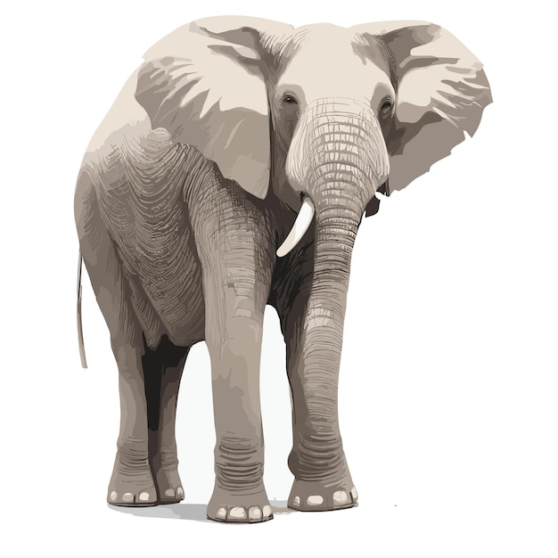 Vector majestic graceful elephant illustration on white backgroun