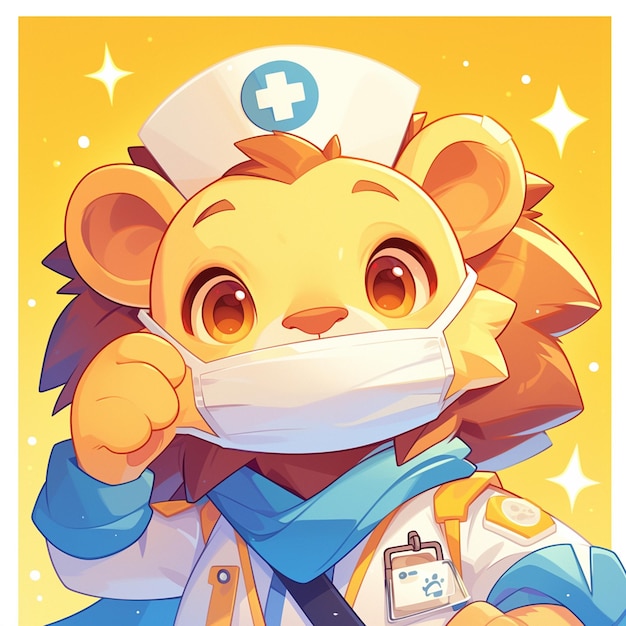 Vector a majestic lion nurse cartoon style