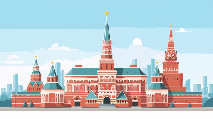 Вектор величественная президентская резиденция московского кремля