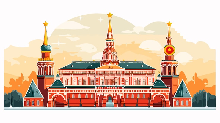 Вектор величественный московский кремль и президентская резиденция