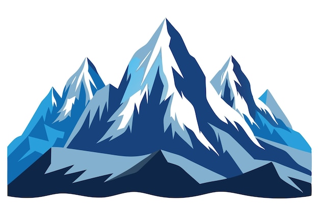 majestic mountain peaks showcasing their rugged beauty against a clear background flat vector illustration on white background