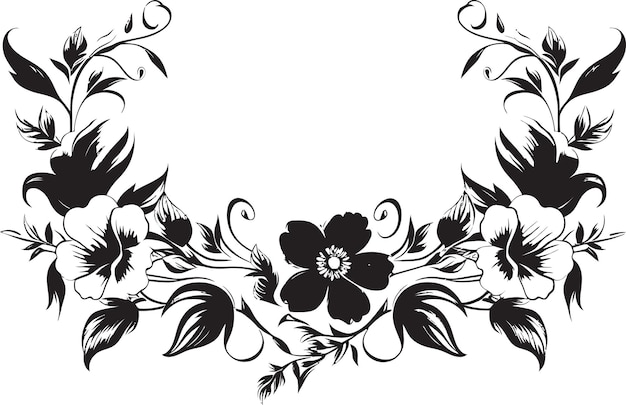 Vector majestic noir petal perimeter black border design elegant ebony floral embrace vector icon