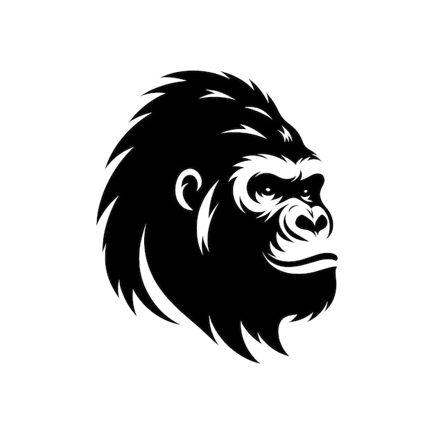 Vettore majestic primate gorilla face silhouette logo icon in illustrazione vettoriale