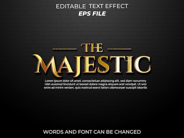 majestic text effect font editable typography 3d text vector template