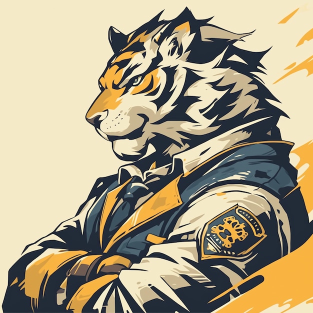 A majestic tiger police cartoon style