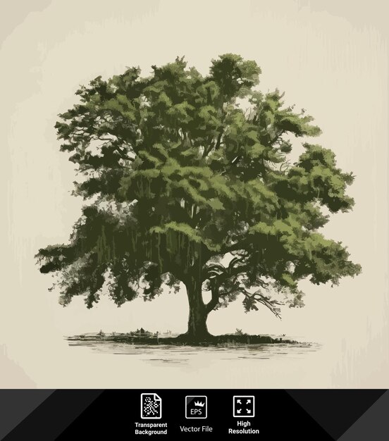 Vector a majestic tree with dense foliage ideal for park and forest scene creations