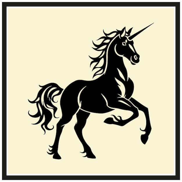 majestic unicorn black silhouette clipart vector illustration on white background