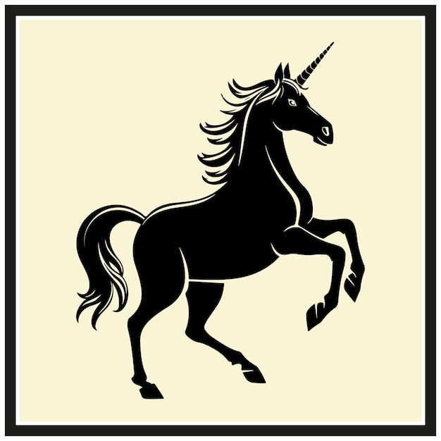majestic unicorn black silhouette clipart vector illustration