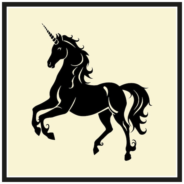 majestic unicorn black silhouette clipart vector illustration