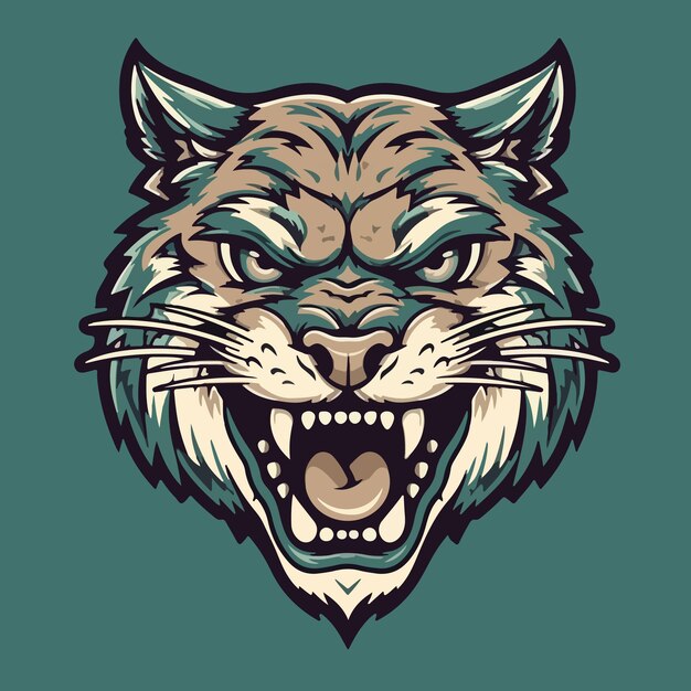 Majestic wildcat mascotte logo vector illustratie met geïsoleerde achtergrond