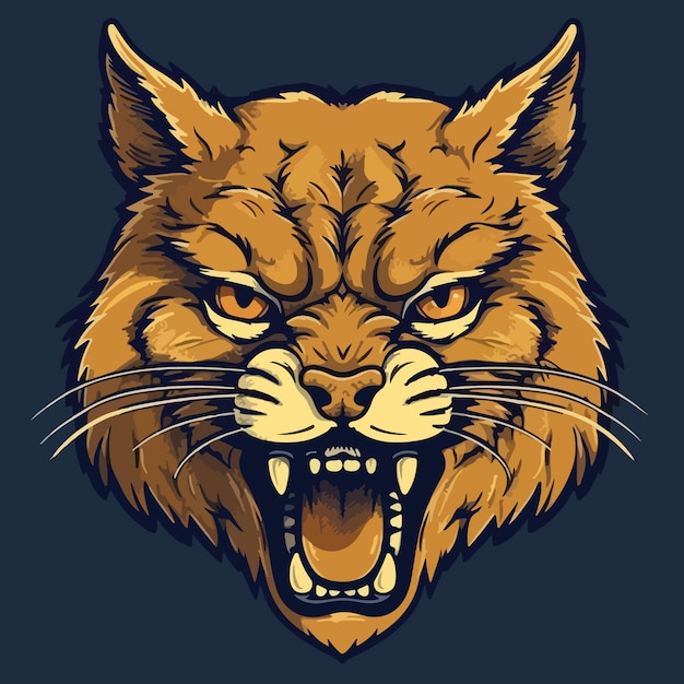 Majestic wildcat mascotte logo vector illustratie met geïsoleerde achtergrond